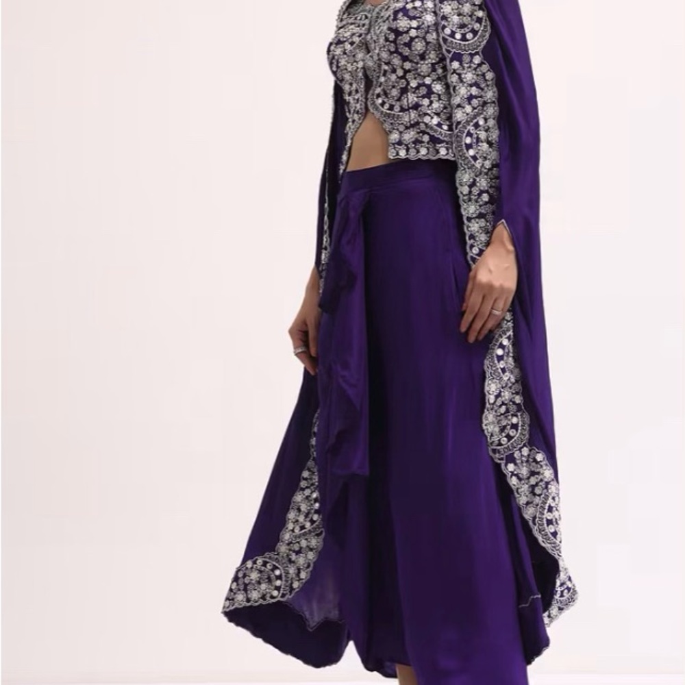 Elegant Purple Embellished Skirt